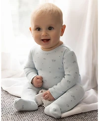 MeMoi Baby and Toddler Boys "Clouds of Happiness" Cotton Rich Mini-Ribbed Footie