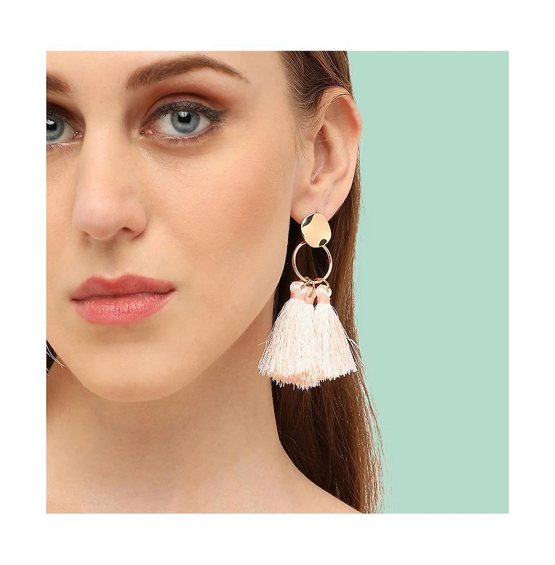 Sohi Women's Black Tassel Drop Earrings