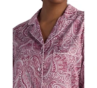 Miss Elaine Women's 2-Piece Paisley Printed Top and Pants Pajama Set