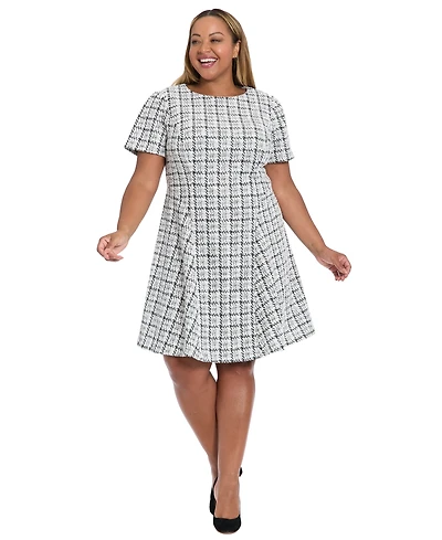 London Times Plus Crewneck Short Sleeve Dress