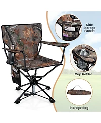 360° Swivel Hunting Chair Portable Foldable Hunting Chair with Mesh Cup Holder and Storage Pockets