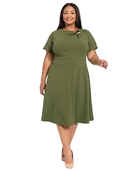 London Times Plus Fit and Flare Short Sleeve Dress
