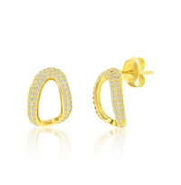 Simona Sterling Silver, Pave Cz Oval-Shaped Necklace & Earrings Set