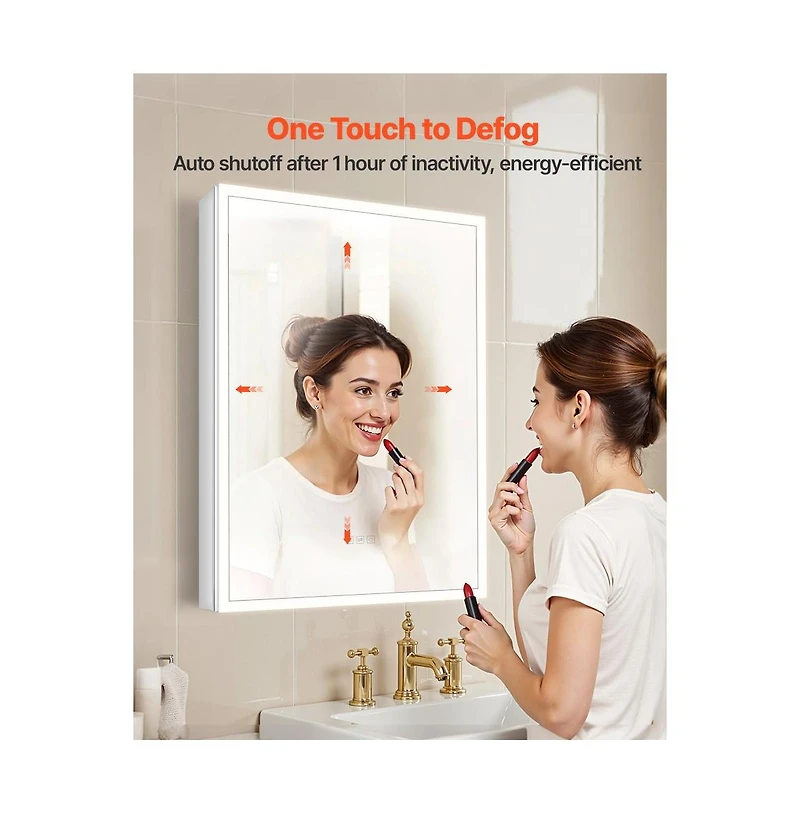 Slickblue Bathroom Lighted Medicine Cabinet with Dual Side Mirrors