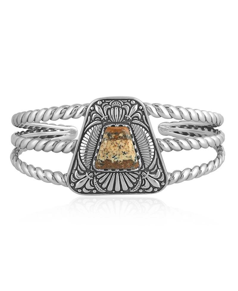 American West Jewelry Sterling Silver Picture Jasper Trapezoid Cuff Bracelet, Size Large