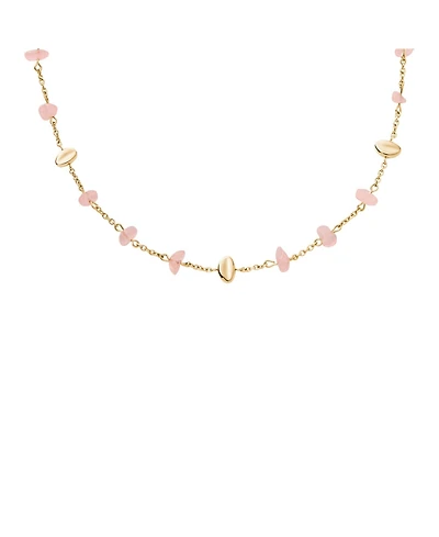 Skagen Women's Anja Rose Quartz Gold-Tone Stainless Steel Necklace