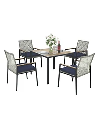 Streamdale Furniture All Weather 5-Piece Patio Dining Set Acacia Table Light Gray