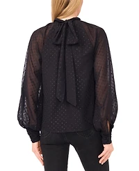 CeCe Women's Long-Sleeve Bow Neck Raglan Blouse