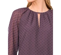 CeCe Women's Tiered Flowy Long Sleeves Keyhole Top