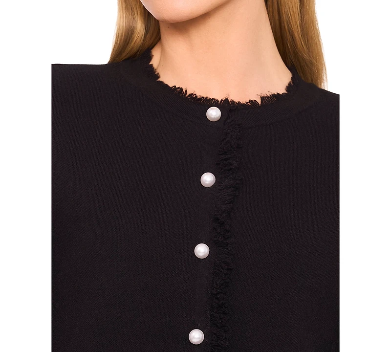 CeCe Women's Fringe Long Sleeves Cardigan