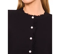 CeCe Women's Fringe Long Sleeves Cardigan