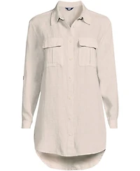 Lands' End Plus Linen Roll Sleeve Relaxed Tunic Top
