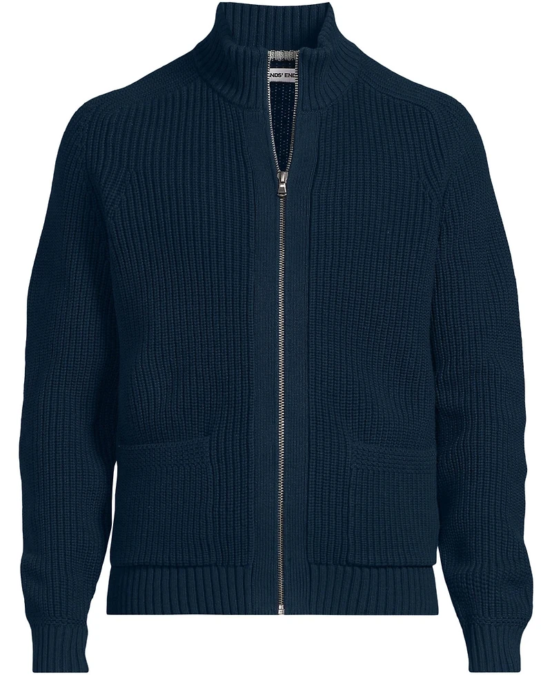 Lands' End Men's Long Sleeve Drifter Full Zip Cardigan Sweater