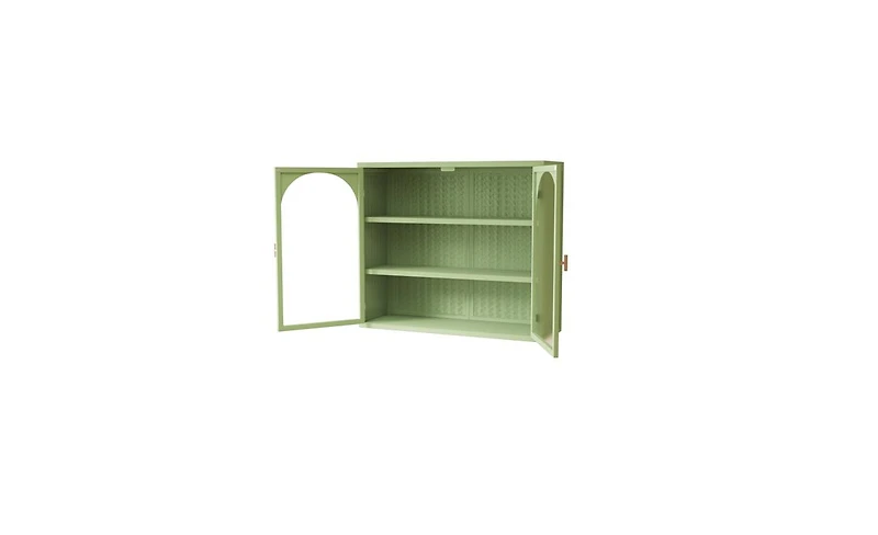 Slickblue Modern Two-Door Wall Cabinet with Glass Doors and Three-Tier Storage