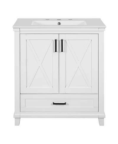 Casainc 30" Bathroom Vanity with Sink, Solid Wood Frame and Mdf, 2 Soft-Close Doors, Drawer and Storage Shelves