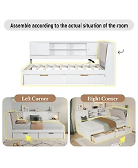 Streamdale Furniture L-Shaped Daybed with Storage Bookcase & Usb