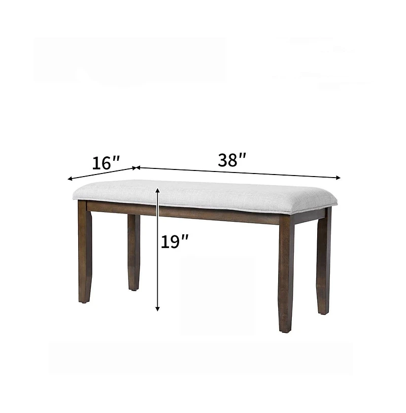 Upholstered Entryway Bench with Wood Legs, 38 Inch Padded Bench for Bedroom, Small Spaces or Dining Room-Maison Boucle