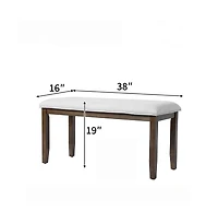 Upholstered Entryway Bench with Wood Legs, 38 Inch Padded Bench for Bedroom, Small Spaces or Dining Room-Maison Boucle