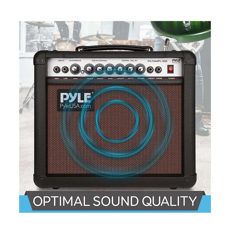 Portable Electronic Guitar Amplifier - 8'' High-Definition Speaker with Volume, Bass, Treble Controls