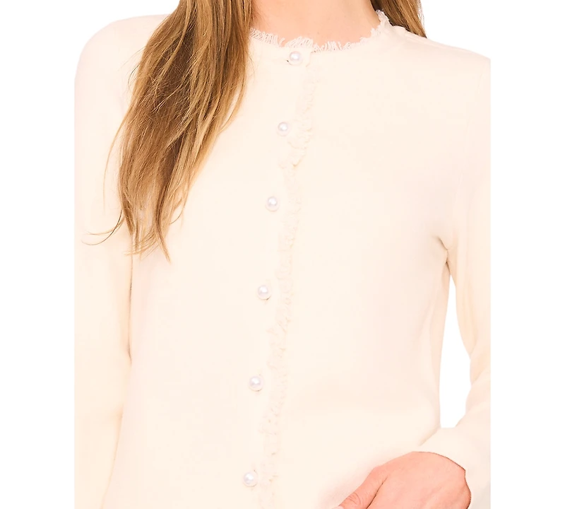 CeCe Women's Fringe Long Sleeves Cardigan