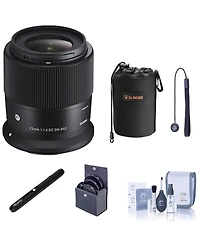 Sigma 23mm f/1.4 Dc Dn Contemporary Lens for Canon Rf, Black, Bundle with 52mm Filter Kit, Neoprene Lens Pouch, Lens Pen Lens Cleaner, Cleaning Kit,
