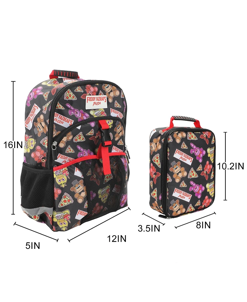 Five Nights at Freddy's 2-Piece 16" Youth Premium Backpack & Lunch Kit Set For School Boys And Girls