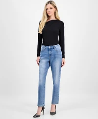 I.n.c. International Concepts Petite Embellished High-Rise Straight Jeans, Macy's Exclusive