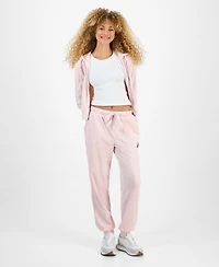 Hippie Rose Juniors' Cable Knit Heart Velour Jogger Pants