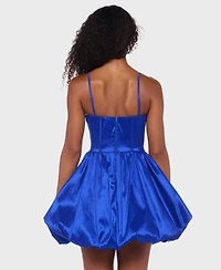 Alex & Sophia Juniors' Rhinestone Strappy Bustier Bodice Dress