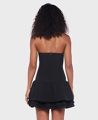 Alex & Sophia Juniors' Strapless Layered-Hem Fit Flare Dress