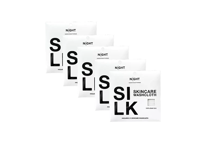 Night Raw Silk Skincare Washcloths, Exfoliating, Multi-Pack