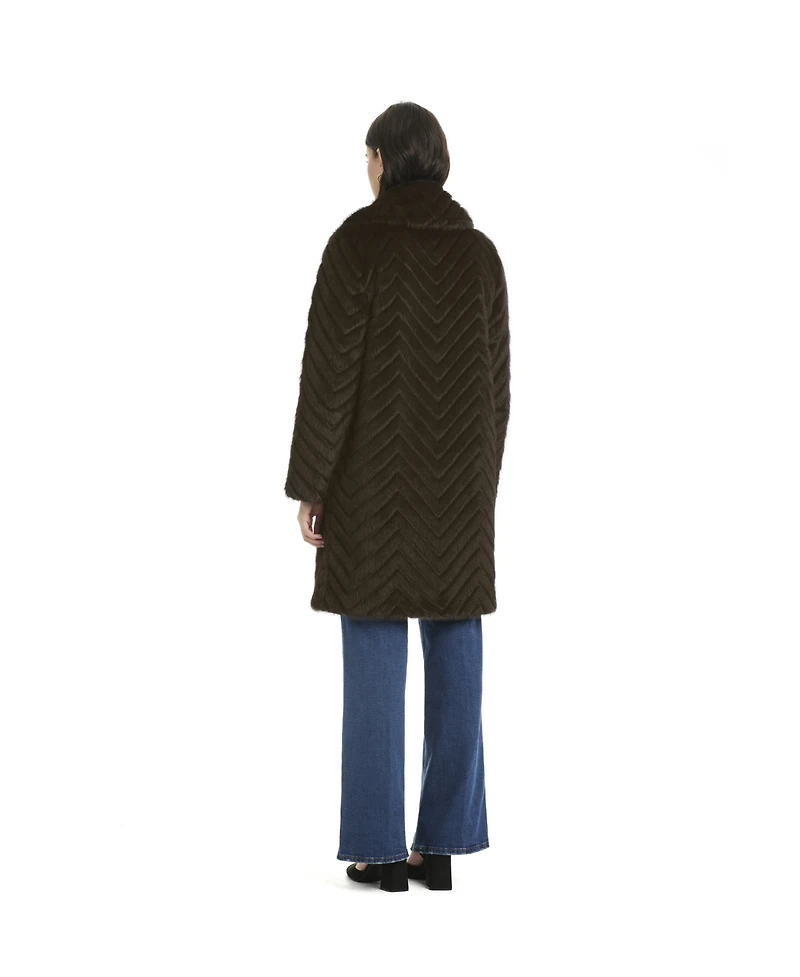 Jones New York Women's Chevron Textured Faux-Fur Coat, Exclusively at Macy's