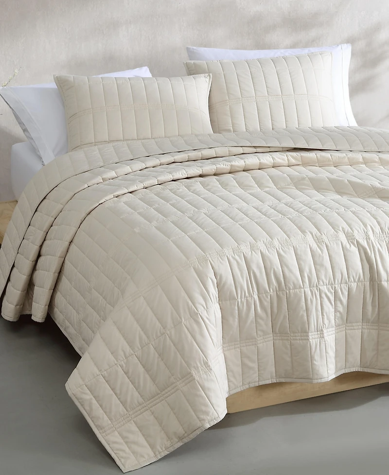 Calvin Klein Washed Percale Solid Cotton 2-Pc. Quilt Set, Twin