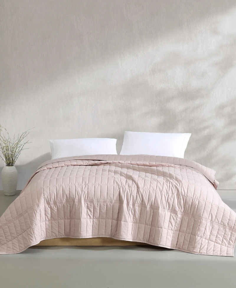 Closeout! Calvin Klein Washed Percale Solid Cotton -Pc. Quilt Set