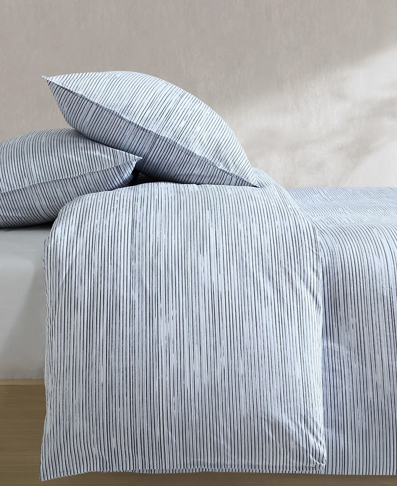 Calvin Klein Wavy Stripe Washed Percale Cotton 3-Pc. Comforter Set, King