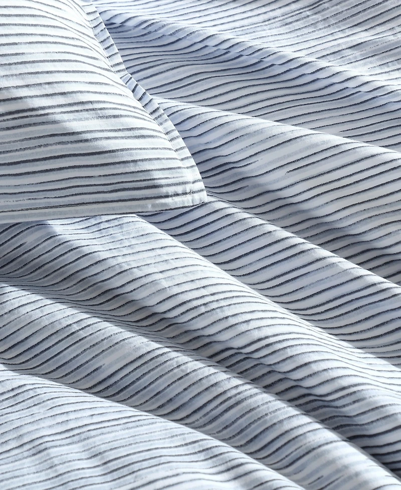 Calvin Klein Wavy Stripe Washed Percale Cotton 3-Pc. Duvet Cover Set