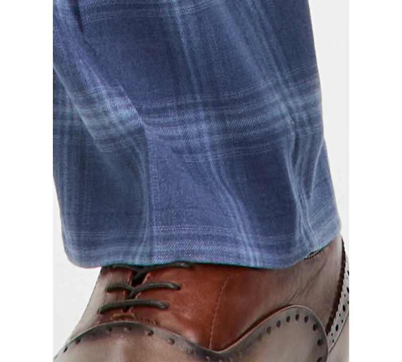 Tayion Collection Men's Classic-Fit Navy Plaid Suit Separates Pants