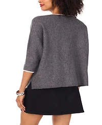 Vince Camuto Women's Cozy V-Neck Tipped 3/4-Sleeve Sweater