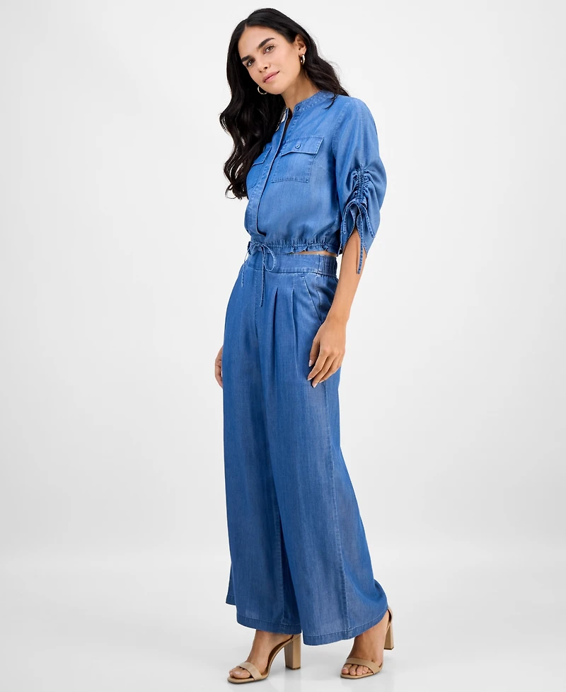 I.n.c. International Concepts Petite Button-Front Chambray Shirt, Macy's Exclusive