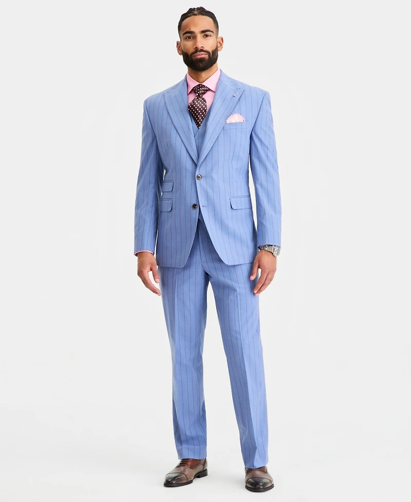 Tayion Collection Men's Classic-Fit Blue Stripe Suit Separates Jacket