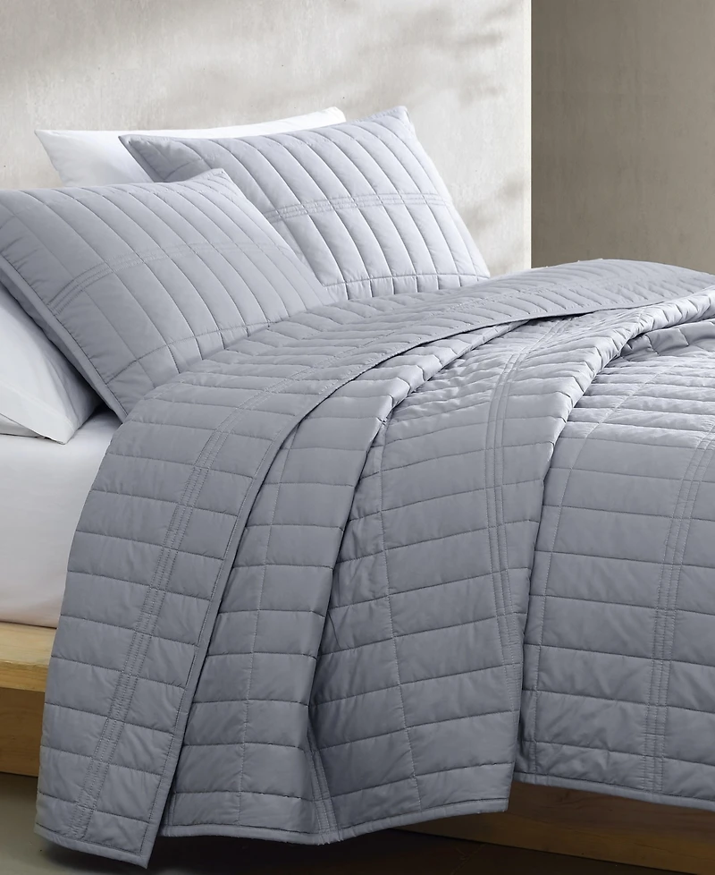 Closeout! Calvin Klein Washed Percale Solid Cotton -Pc. Quilt Set