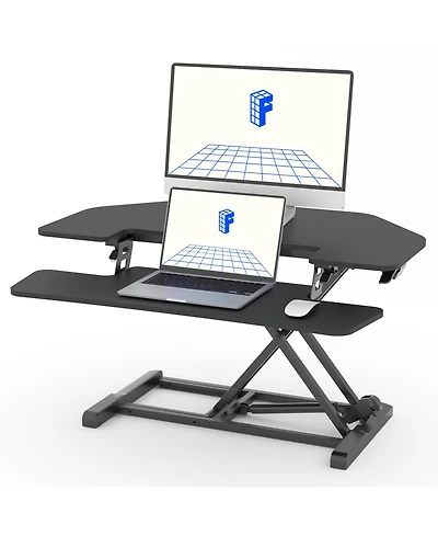 FlexiSpot M7 Series 36"W Manual Corner Adjustable Standing Desk Converter, Black