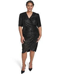 Calvin Klein Plus Short-Sleeve Sequin Dress