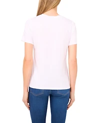 CeCe Women's Flowy Bow Gem Trim T-Shirt