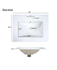 Casainc 24" Small Bathroom Vanity with Ceramic Sink, 2 Soft-Close Doors and Adjustable Shelf