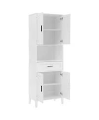 Casainc 70.9" Tall Freestanding Bathroom Cabinet with Drawer, Cabinets, 4 Soft-Close Doors, Adjustable Shelves and Open Storage