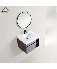 Casainc 30-Inch Wall-Mounted Bathroom Vanity with Quartz Countertop and Double Topmount Sinks