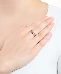 Macy's 3-Piece Cubic Zirconia Ring Set (0.12 ct. t.w.) in Tri Tone Sterling Silver
