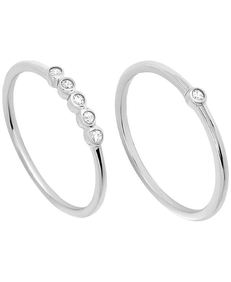 Macy's 2-Piece Cubic Zirconia Stackable Ring Set (0.17 ct. t.w.) in Sterling Silver