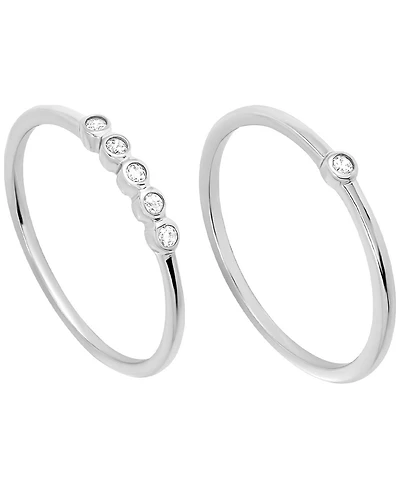 Macy's 2-Piece Cubic Zirconia Stackable Ring Set (0.17 ct. t.w.) in Sterling Silver